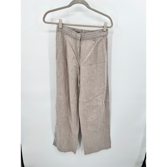 Richard Malcolm Pants - Richard Malcolm Vintage 70s 100% Irish Linen Wide Leg Pants Crochet Waist Sz 6